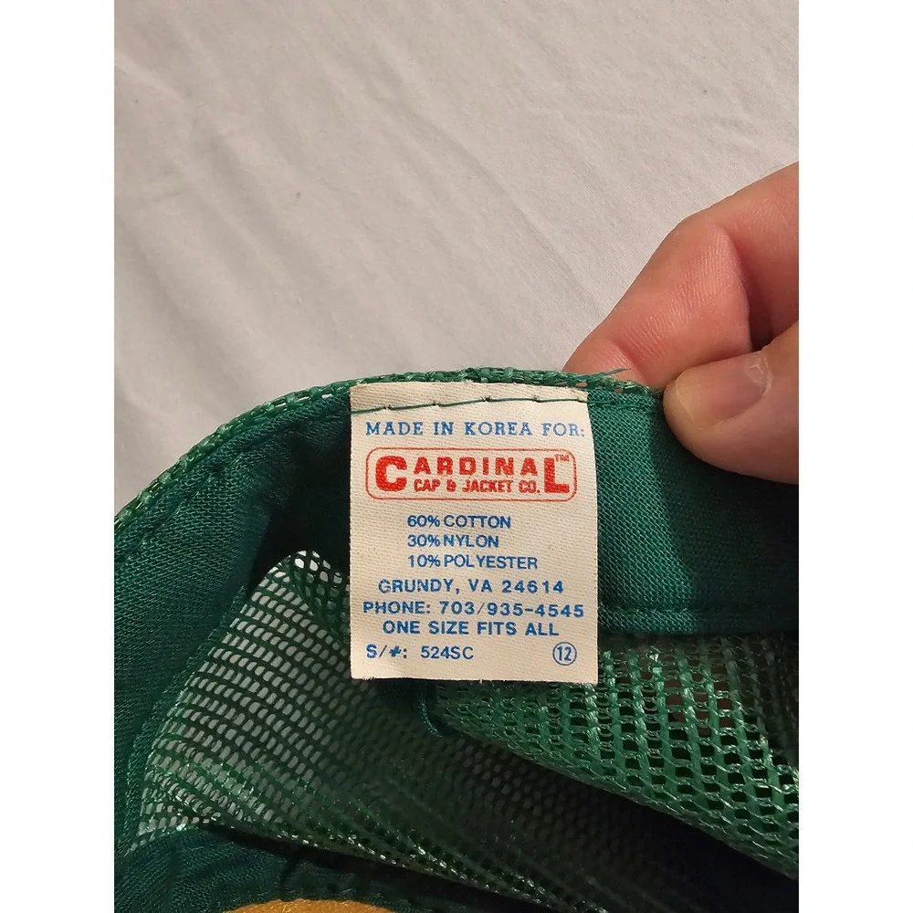 Cardinal Cap Organized Fishermen of Florida Green Mesh Snapback Trucker Hat Vtg